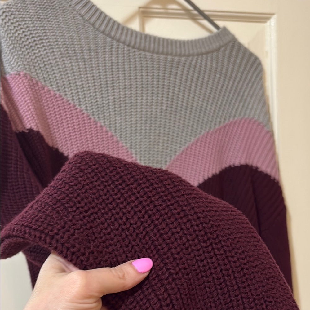 1. STATE XS Crewneck Sweater in Gray, Mauve and Plum - Picture 4 of 5